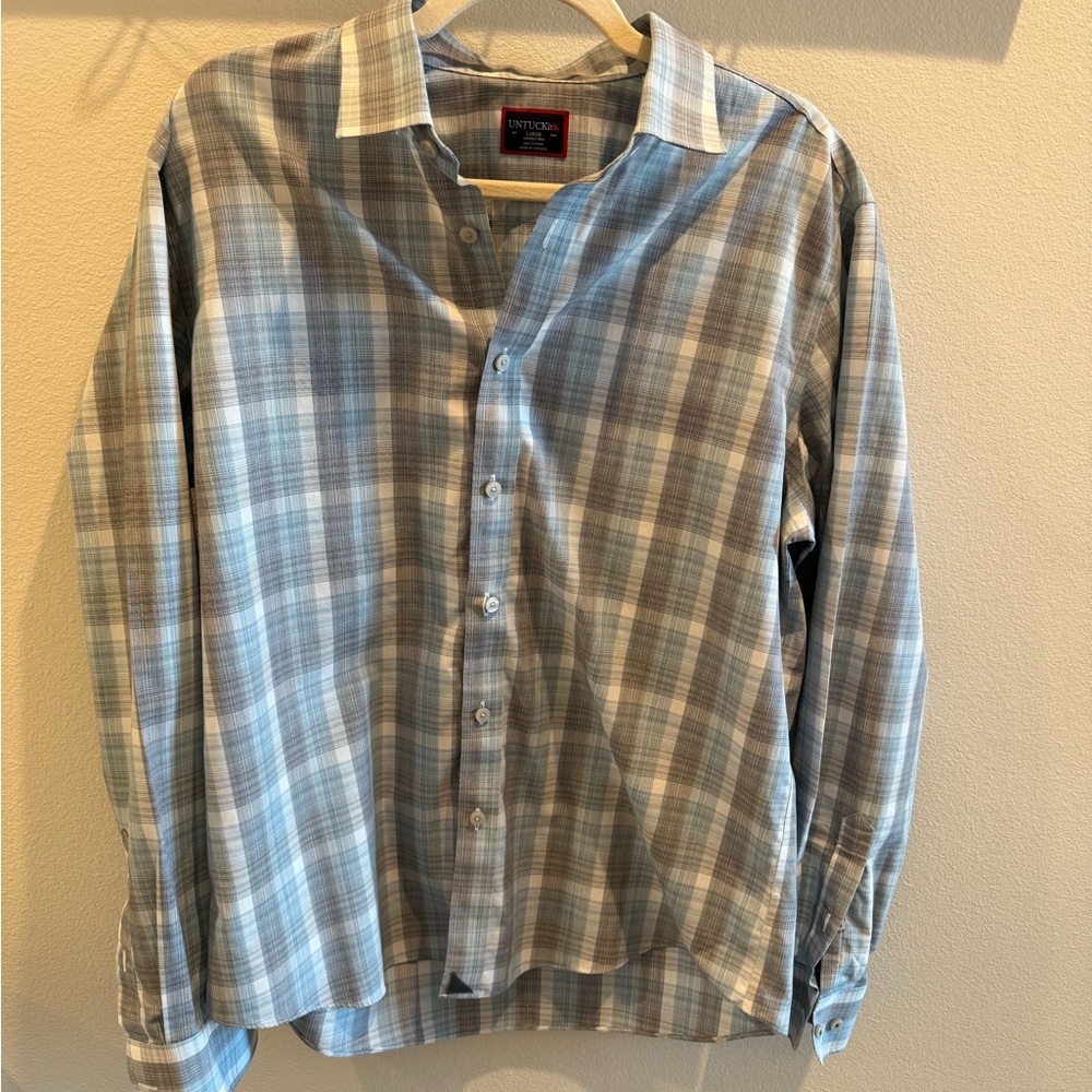 UntuckIT Men's Blue Plaid Shirt